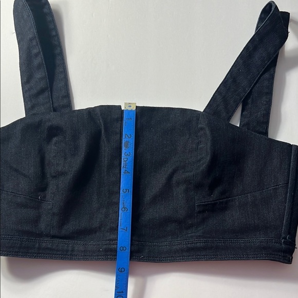 EUC Armani Exchange Black or Navy Denim Crop Top | Size Small - Picture 2 of 7